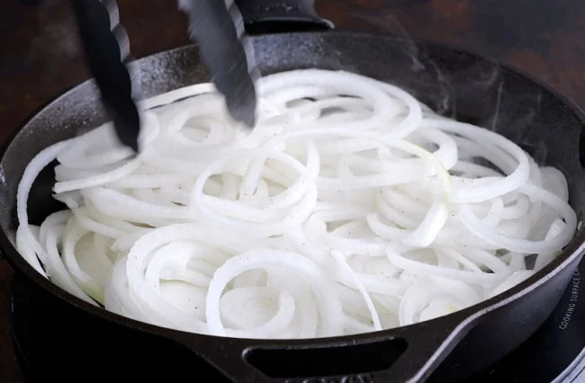 Onions in skillet.