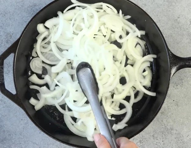 Cooking the onions.