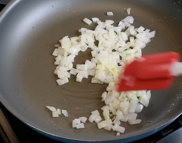 Cooking onion in butter.