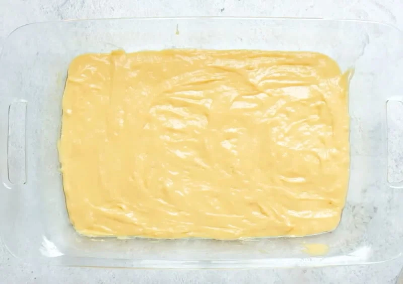 Bottom layer of batter.