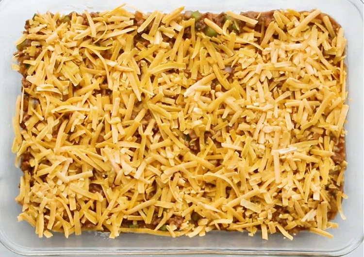 First layer of cheese.