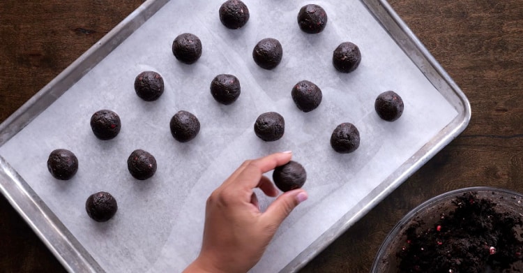 Shaped into balls.