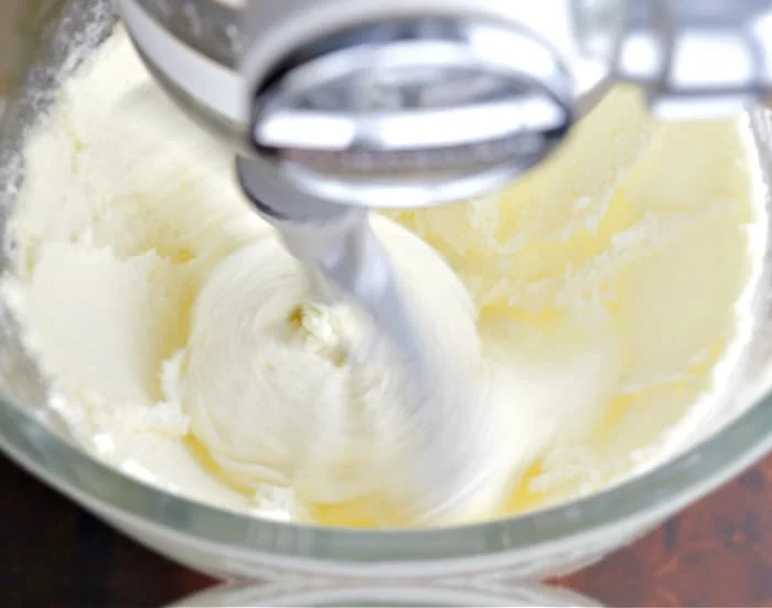 Creaming the butter and sugar.