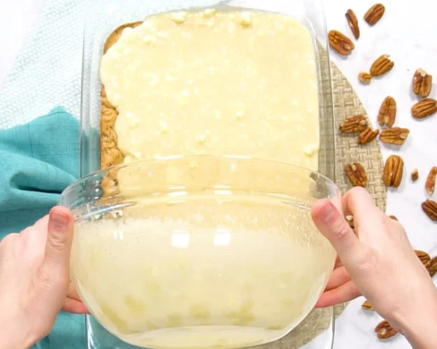 Pouring second batter on.