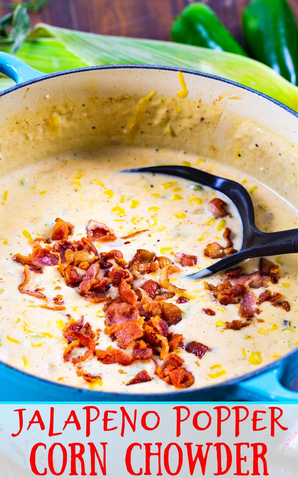 Corn Chowder in a Dutch oven.