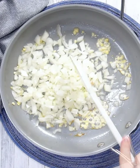 Cooking the onion and garlic.