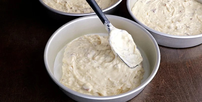 Spreading in batter.