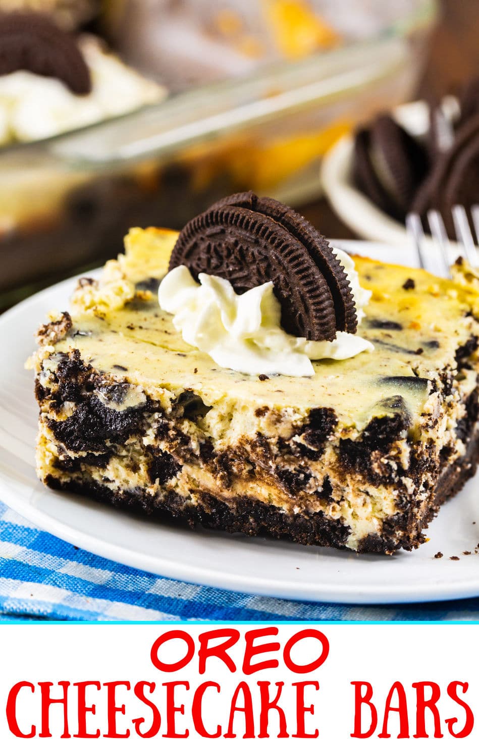 Oreo Cheesecake Bar on a plate.