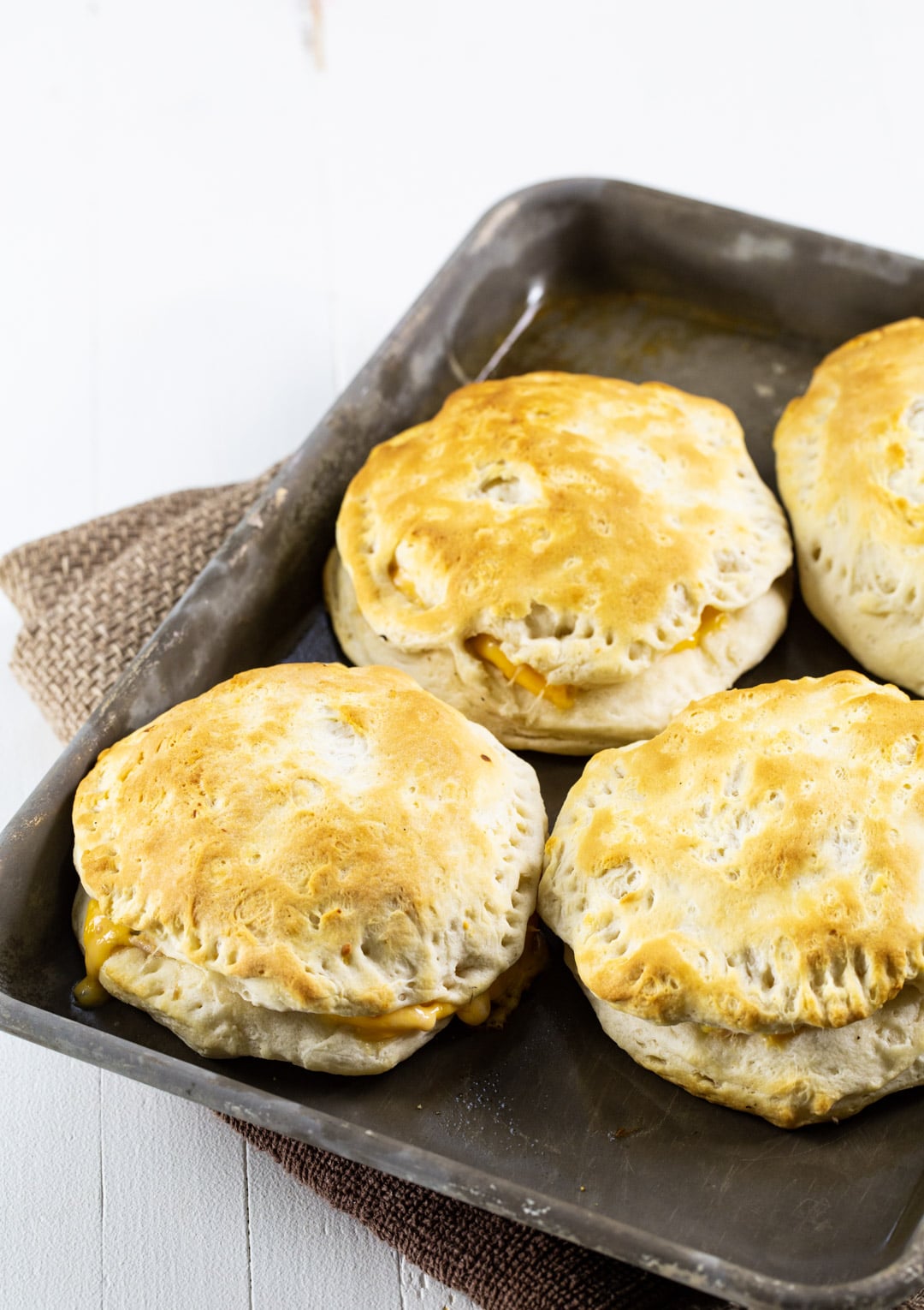 Tuna Melts on a baking sheet.