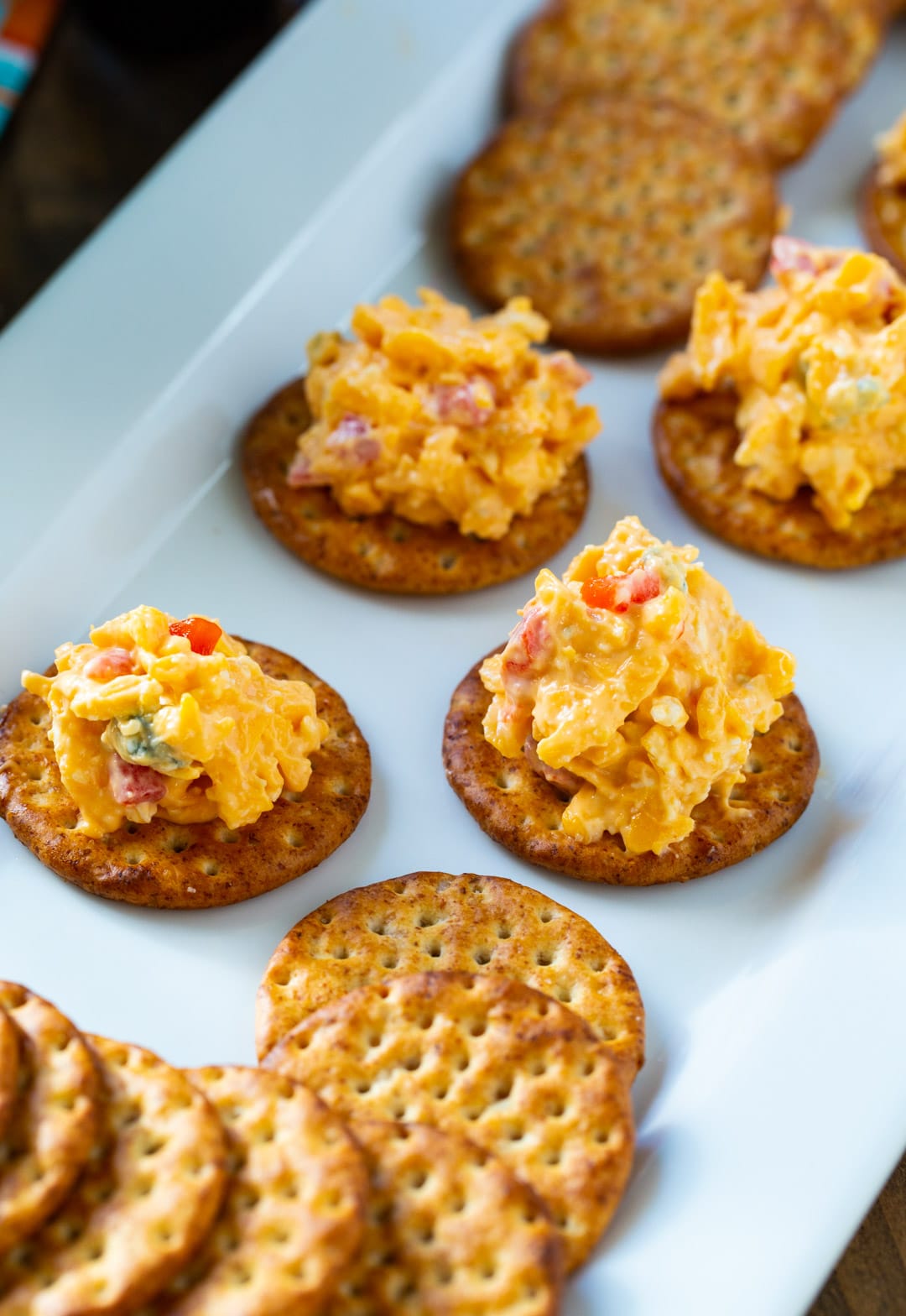 Pimento Cheese on crackers.