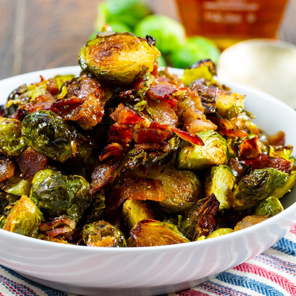 Maple Bacon Brussels Sprouts in a bowl.
