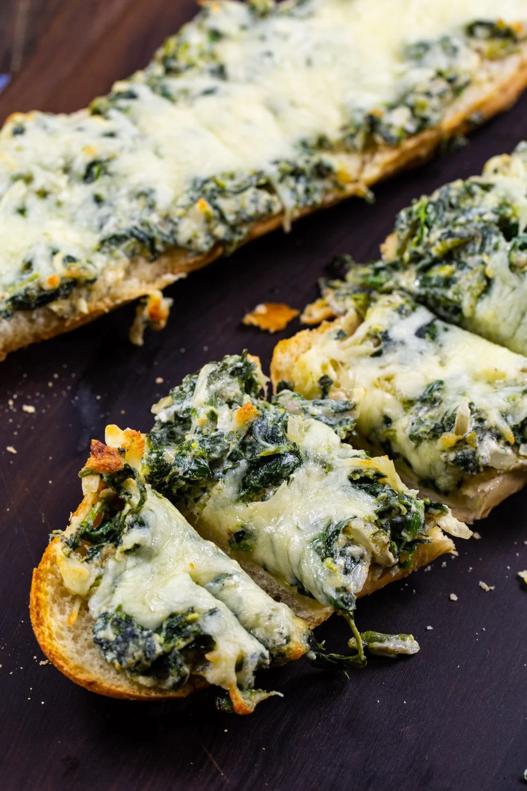 Spinach Bread cut into slices.