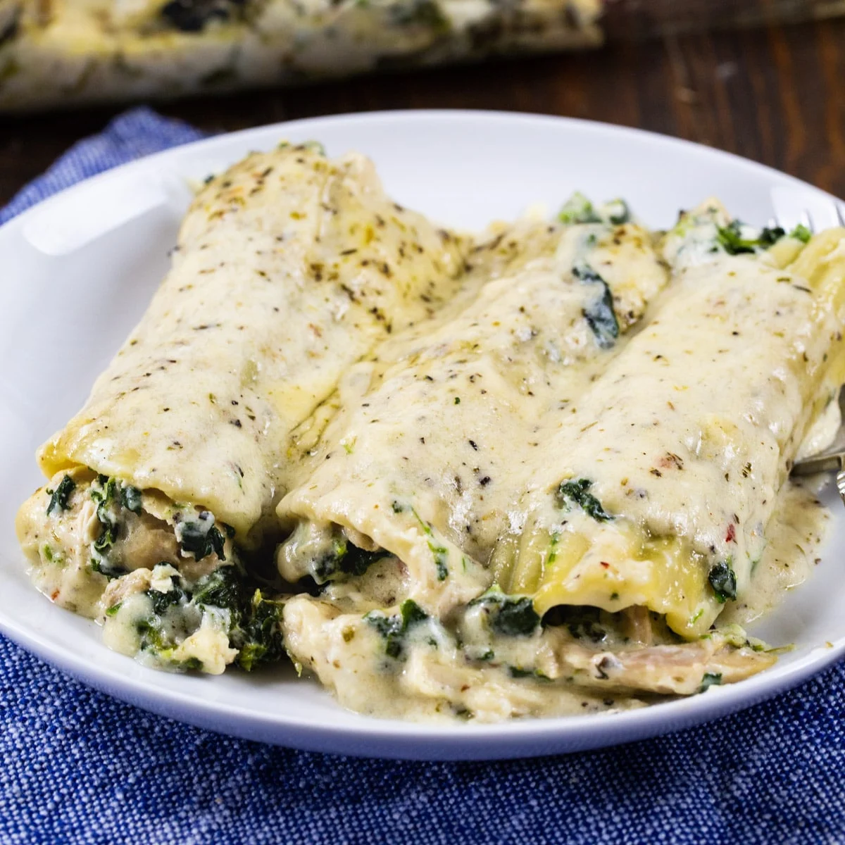 Chicken Florentine Manicotti