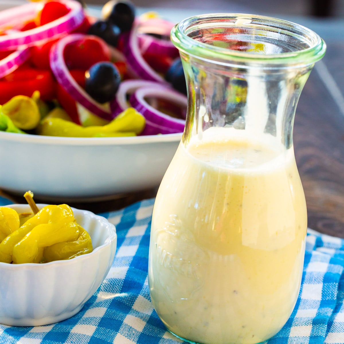Creamy Italian Dressing in a glass jar.