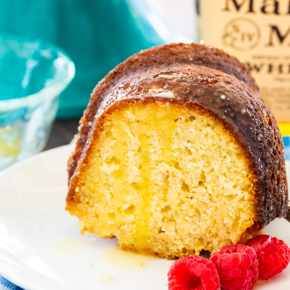 Slice of Kentucky Bourbon Butter Cake on a plate.