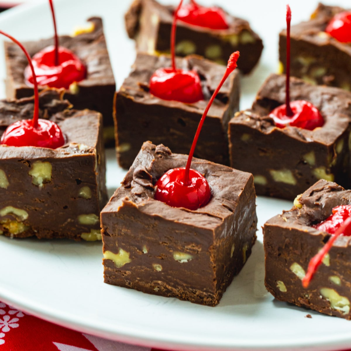 Merry Cherry Fudge on a plate.