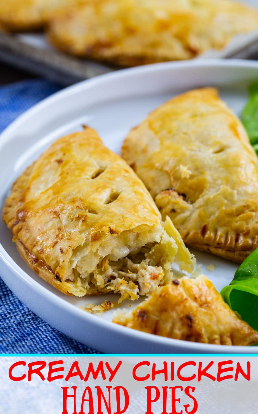 Chicken Hand Pie cut open to show inside.