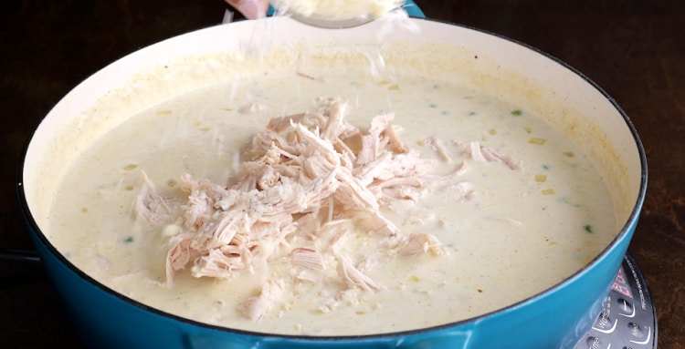 Adding chicken.