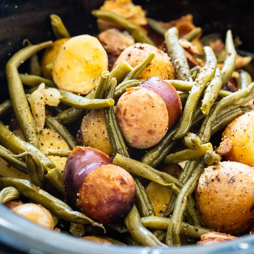 Crock Pot Sausage, Potatoes, and Green Beans