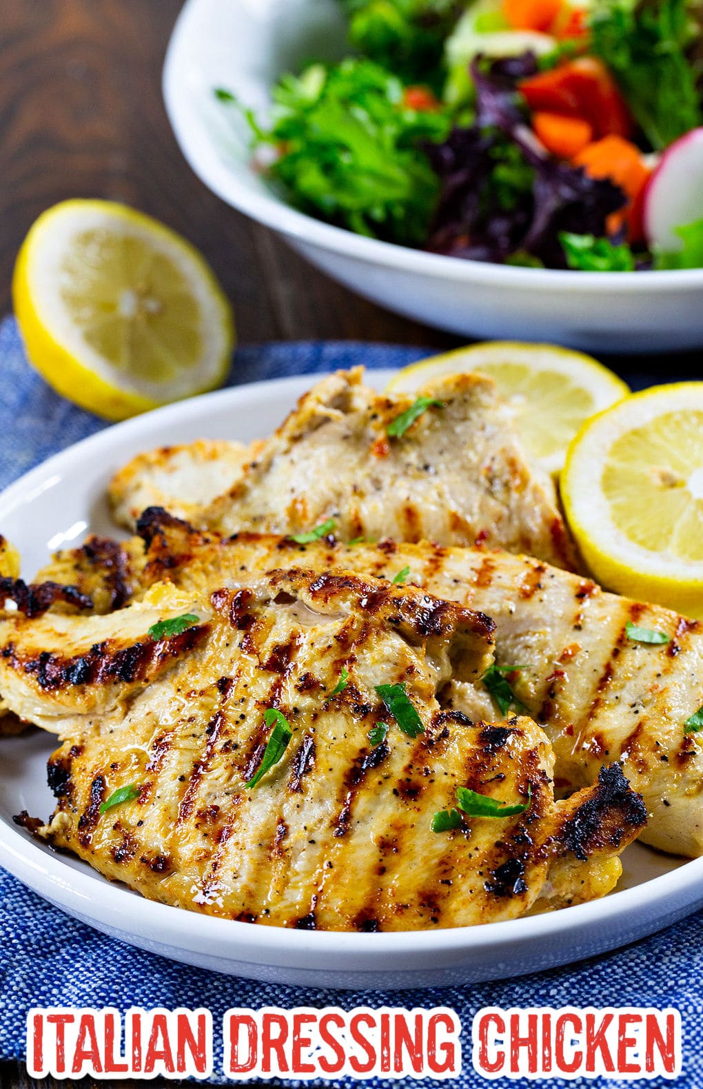 Italian Dressing Chicken on a serving plate.