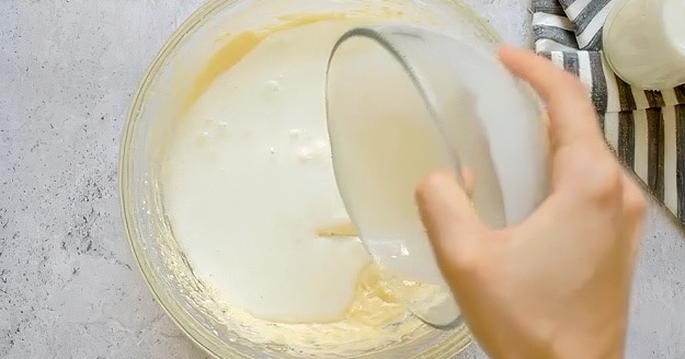 Adding buttermilk.