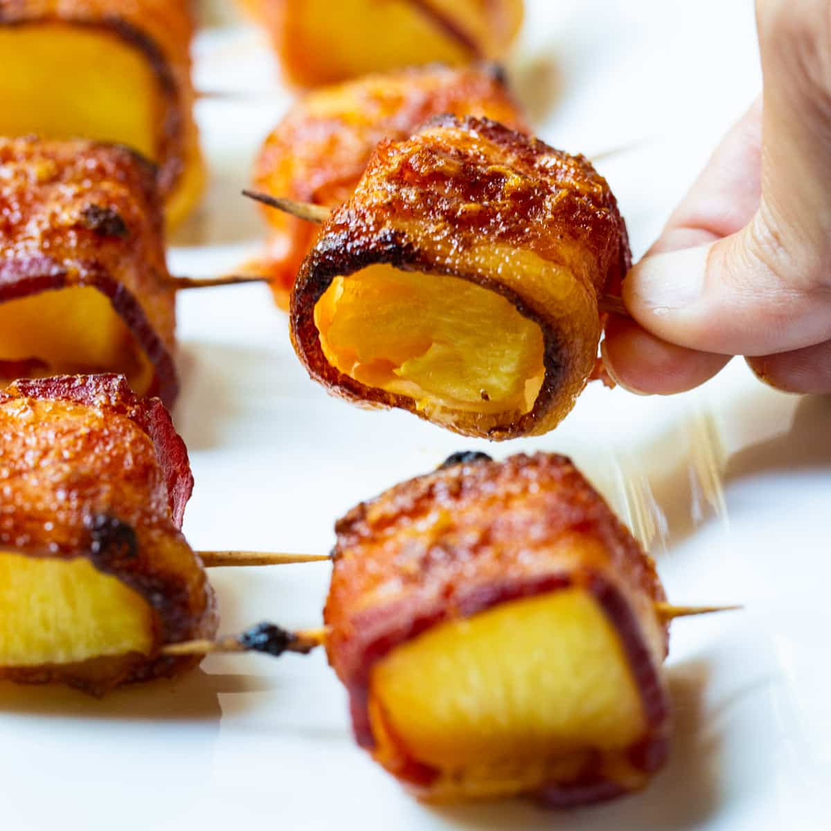 Spicy Bacon Wrapped Pineapple Bites