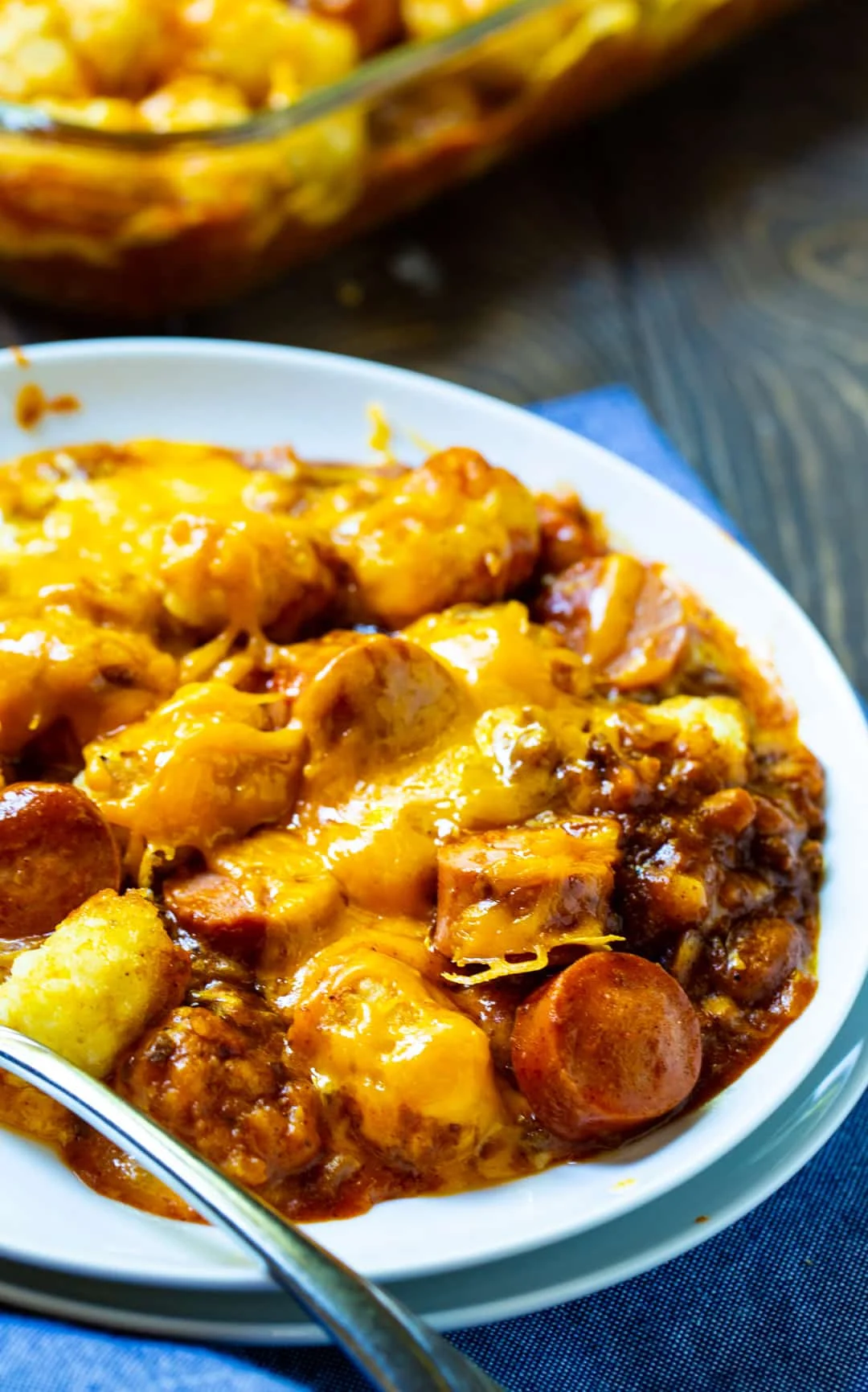 Casserole dished up on a plate.