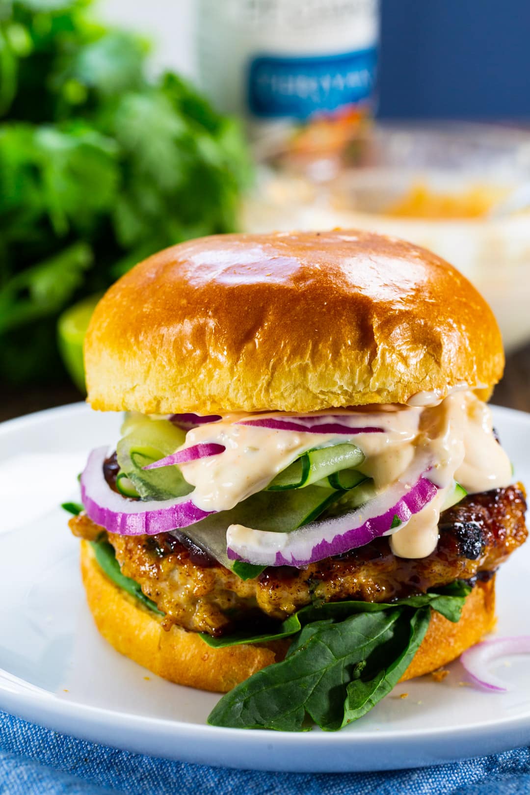 Teriyaki Chicken Burger on a plate.