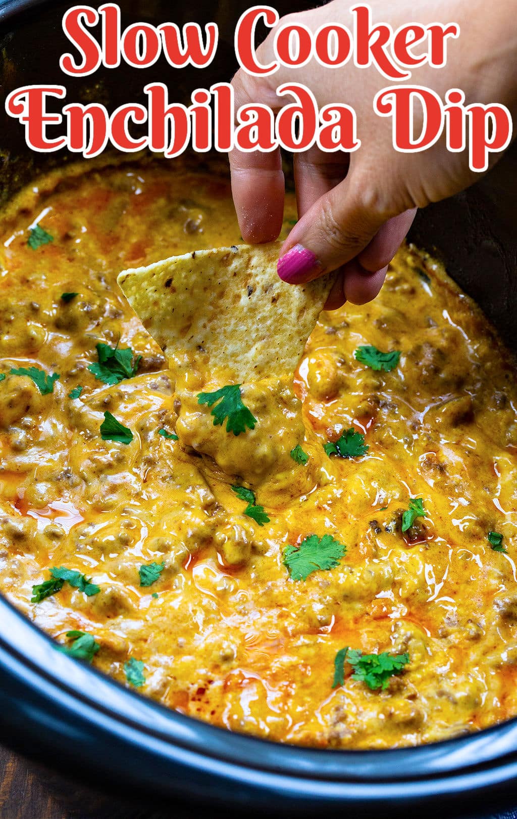 4-Ingredient Enchilada Dip in a slow cooker.