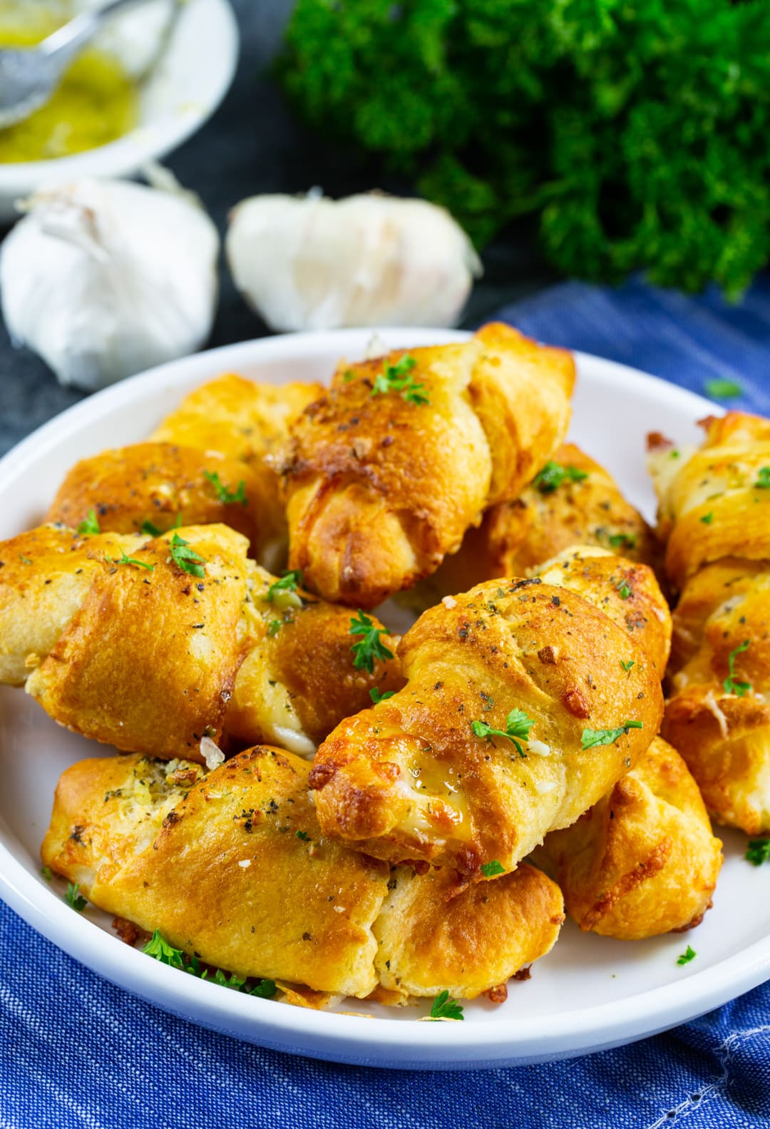 Cheesy Crescent Rolls on a plate.