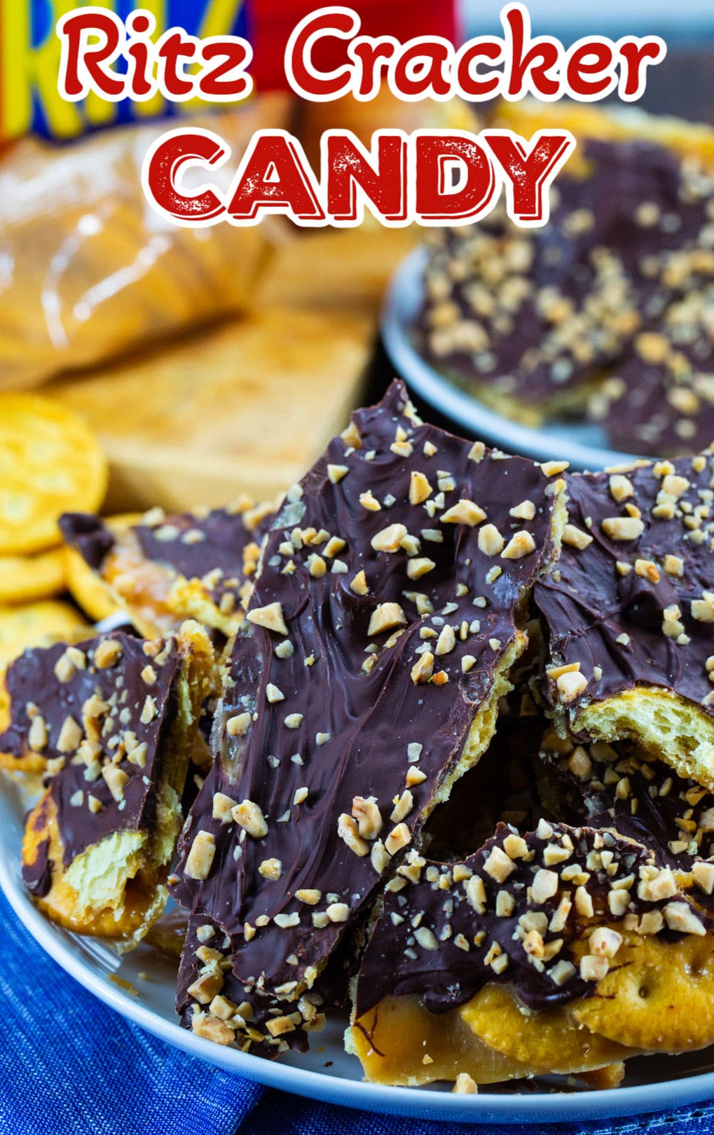 Ritz Cracker Candy on a plate.