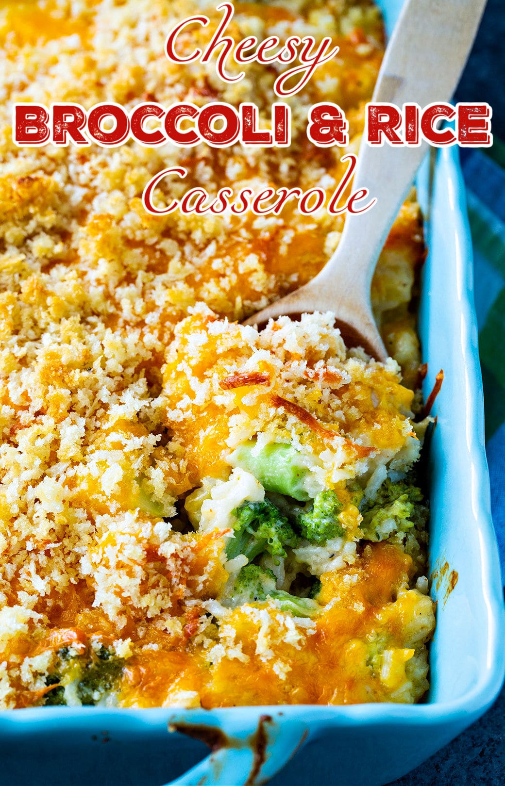 Broccoli and Rice Casserole in a baking dish.