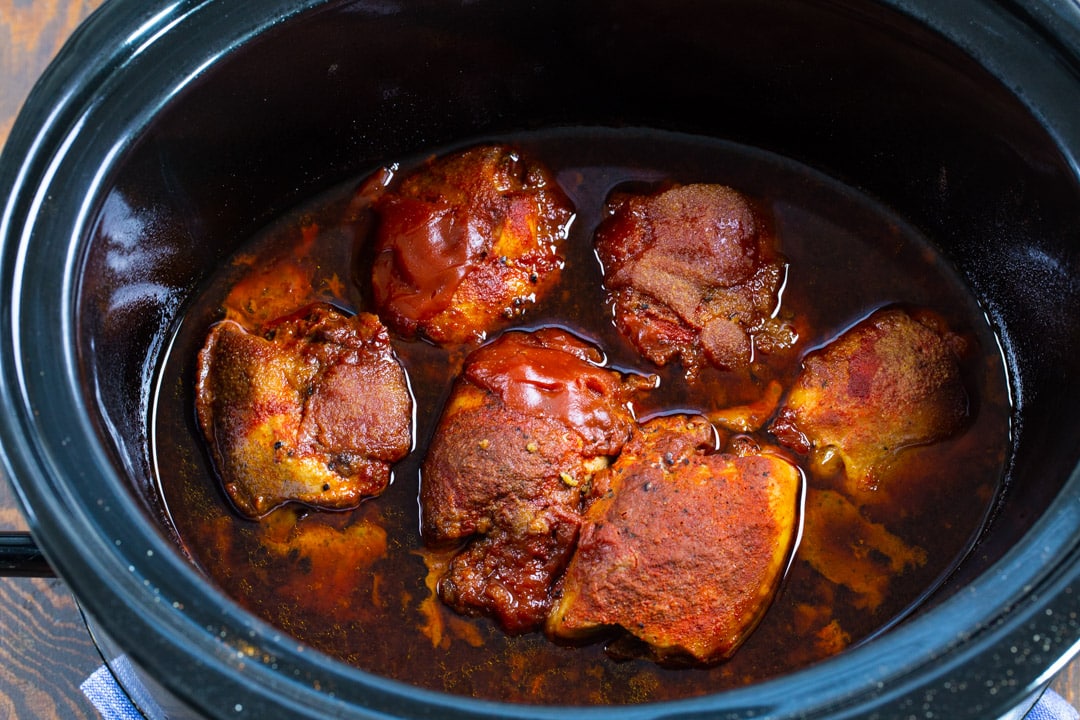 Ingredients in slow cooker at the end of cooking.