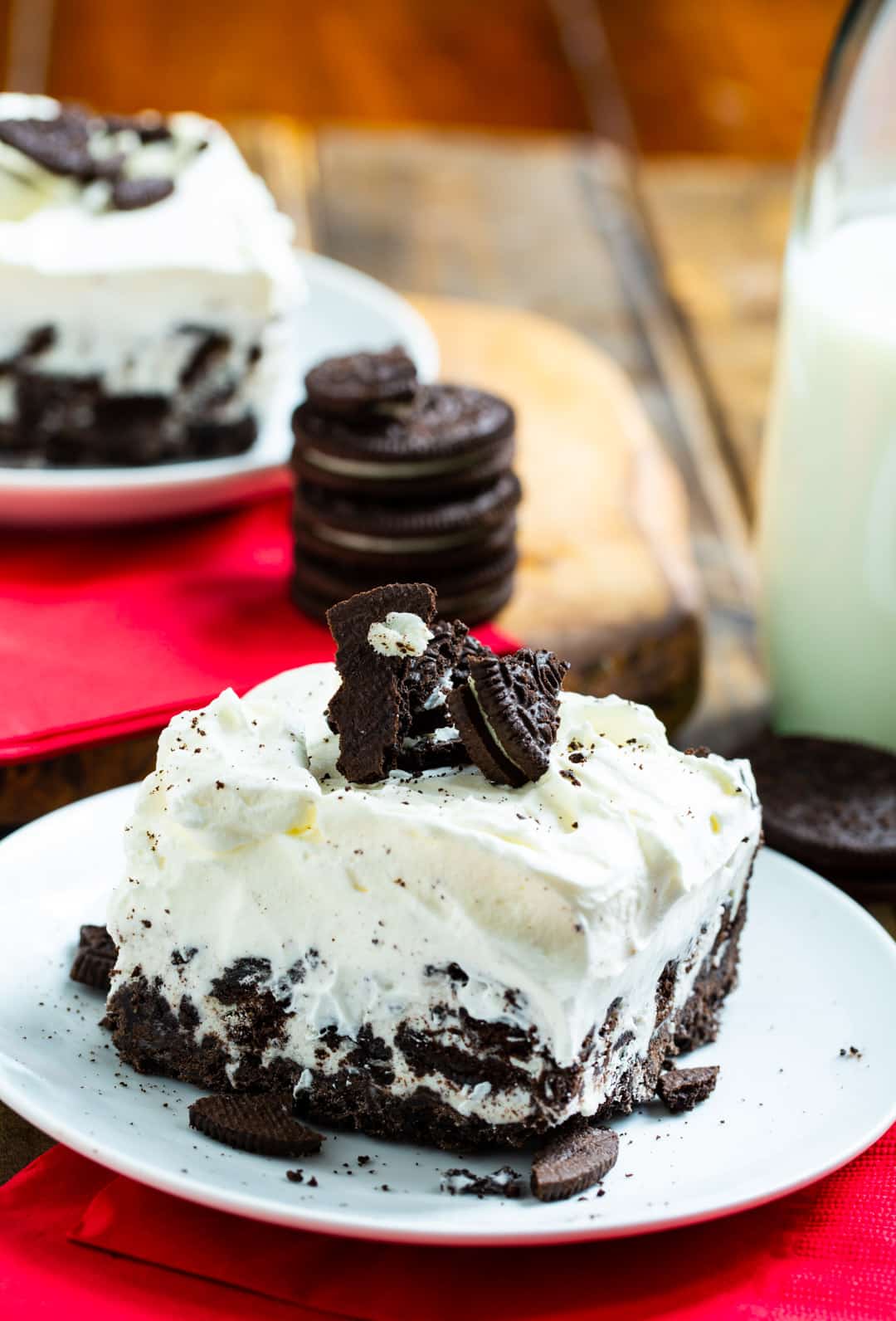 Cookies and Cream Ice Cream Bars on small plates.