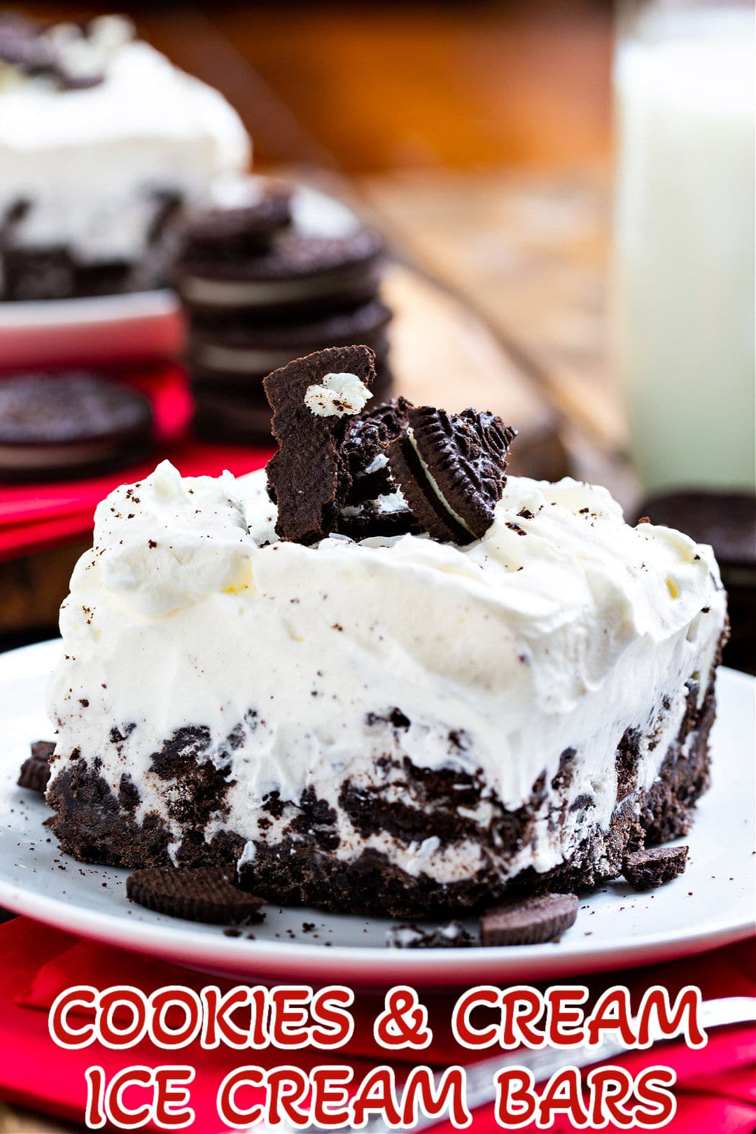 Cookies and Cream Ice Cream Bar on a small plate.