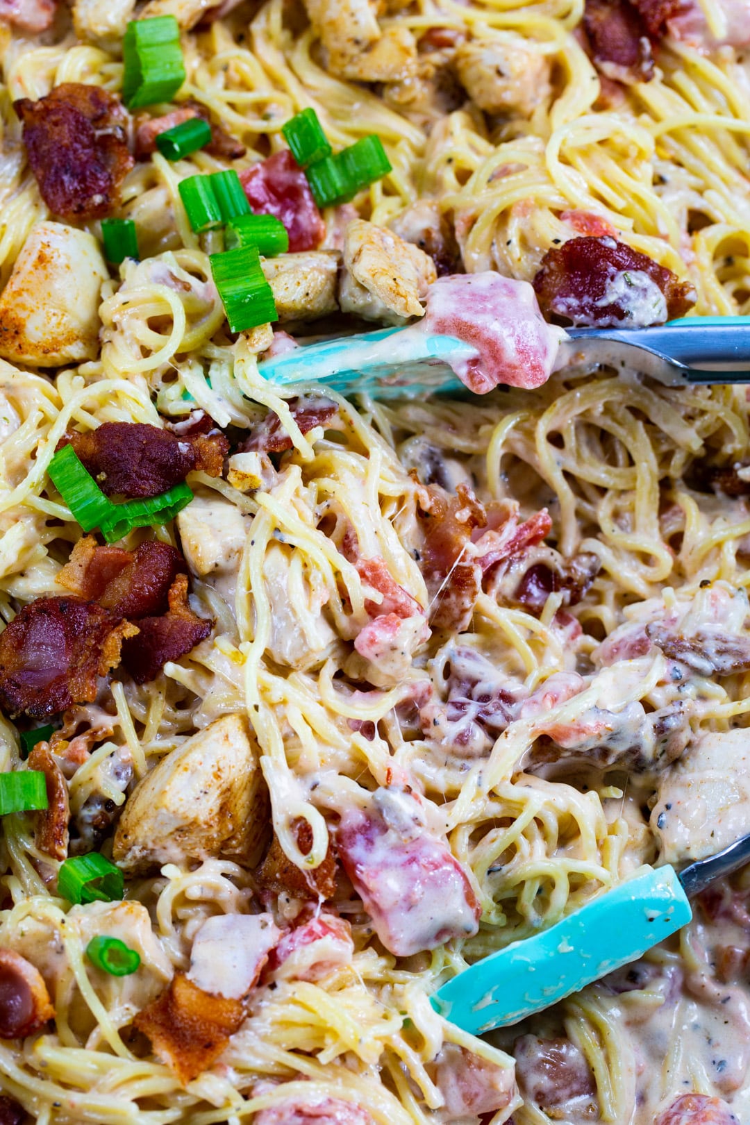 Close-up of Creamy Angel Hair Pasta.