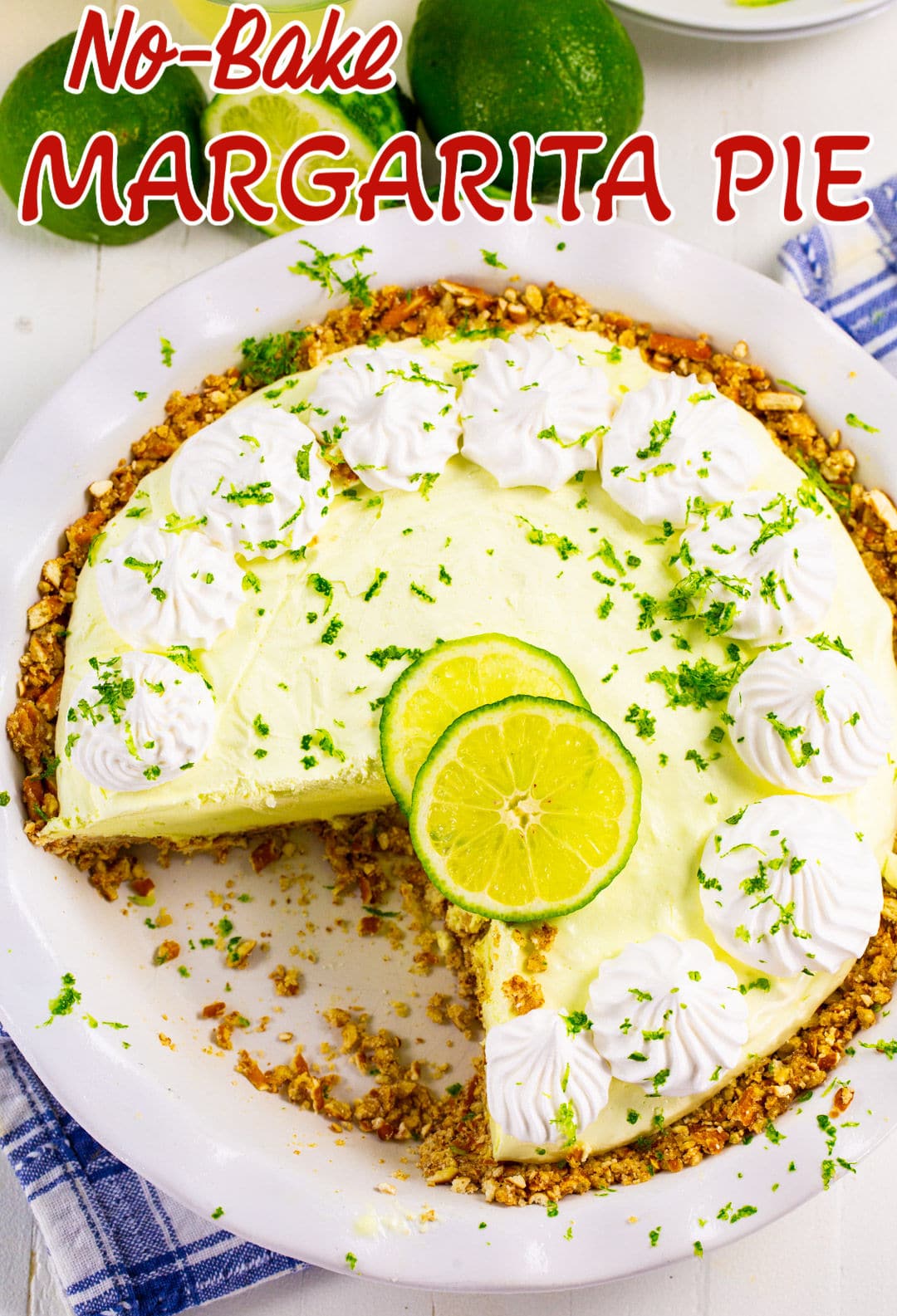 No-Bake Margarita Pie in pie plate.