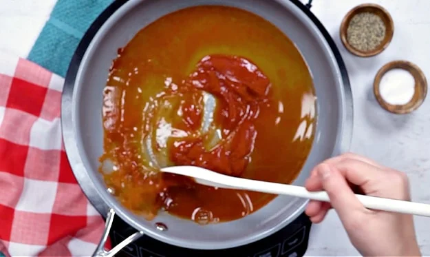 Making the sauce.