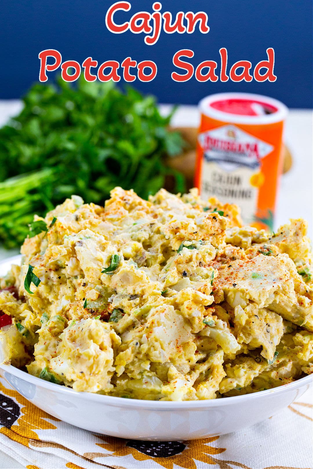Cajun Potato Salad in serving bowl.