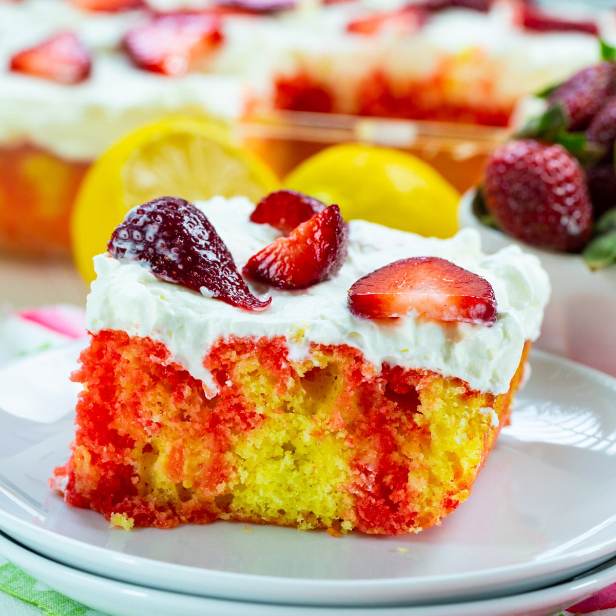 Strawberry Lemonade Poke Cake