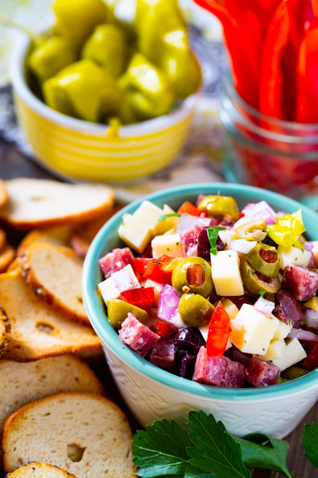 Muffaletta Dip in small bowl.