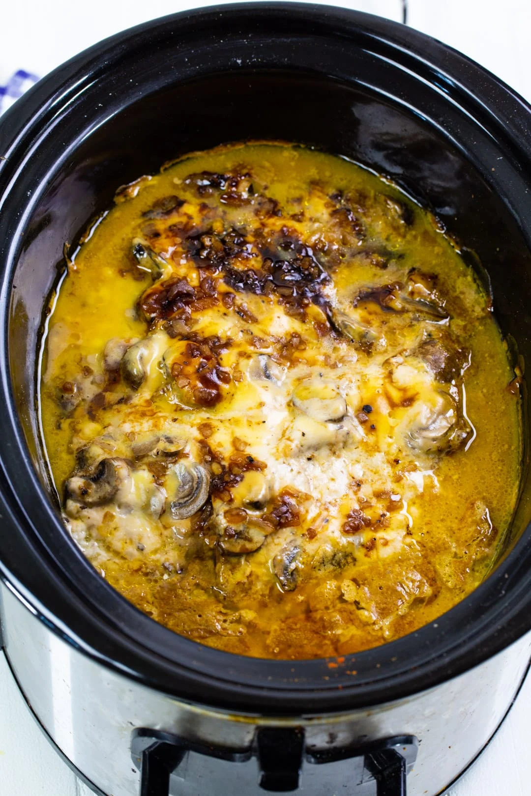 Pork chops in the slow cooker.