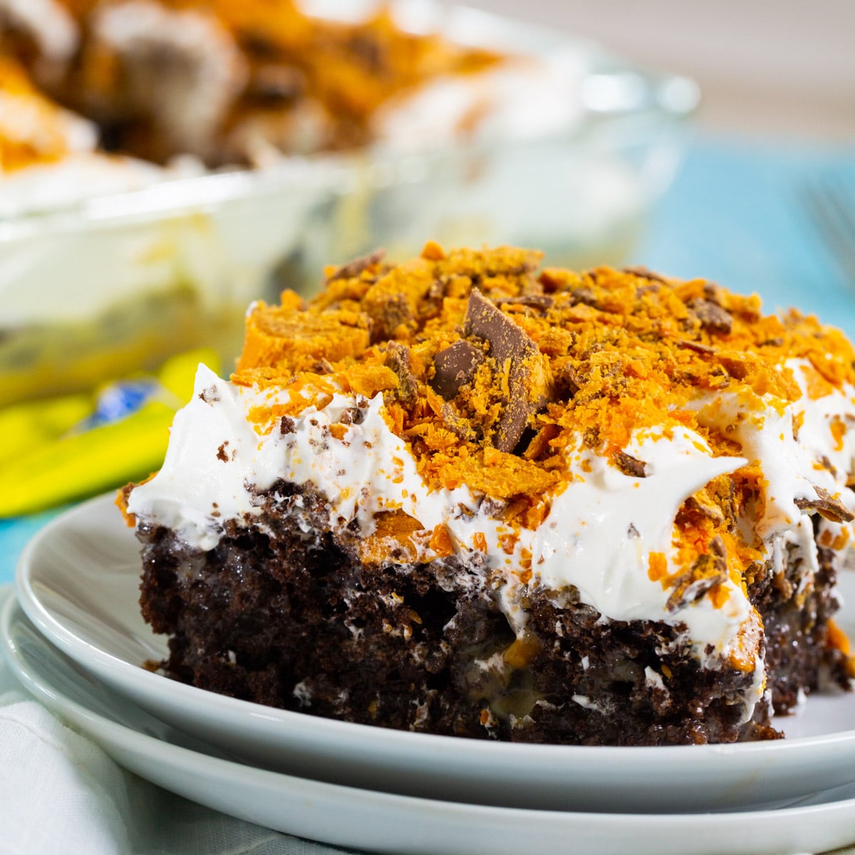 Butterfinger Poke Cake