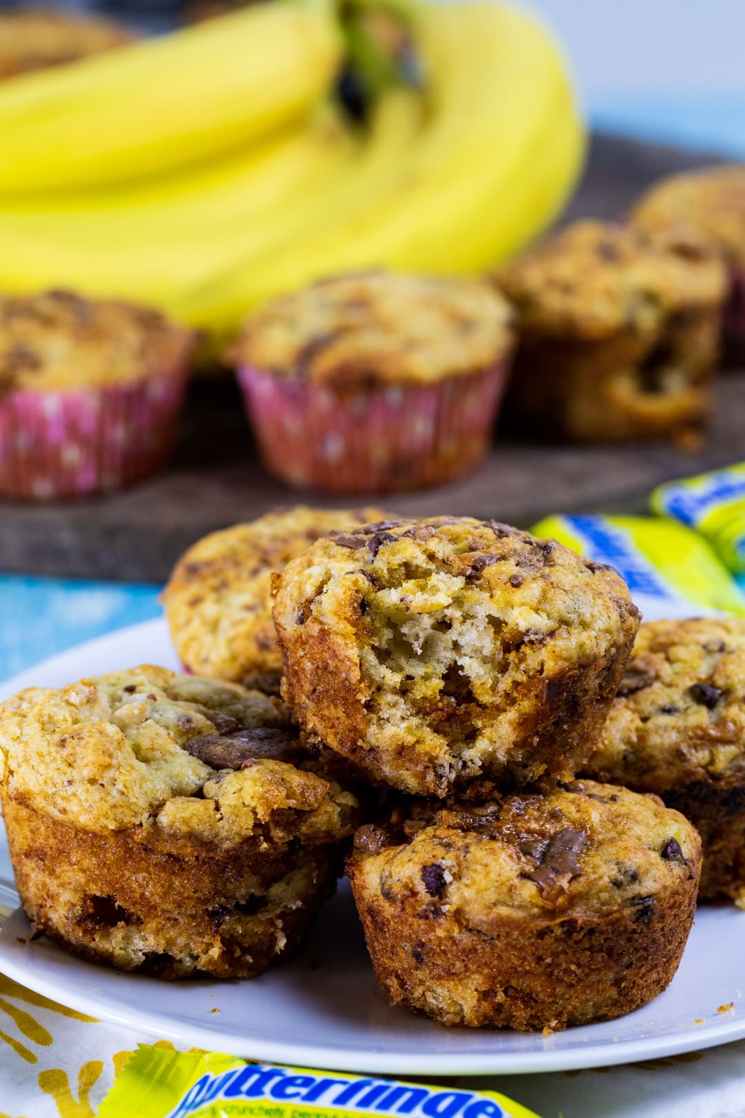 Muffin with a bite taken out.