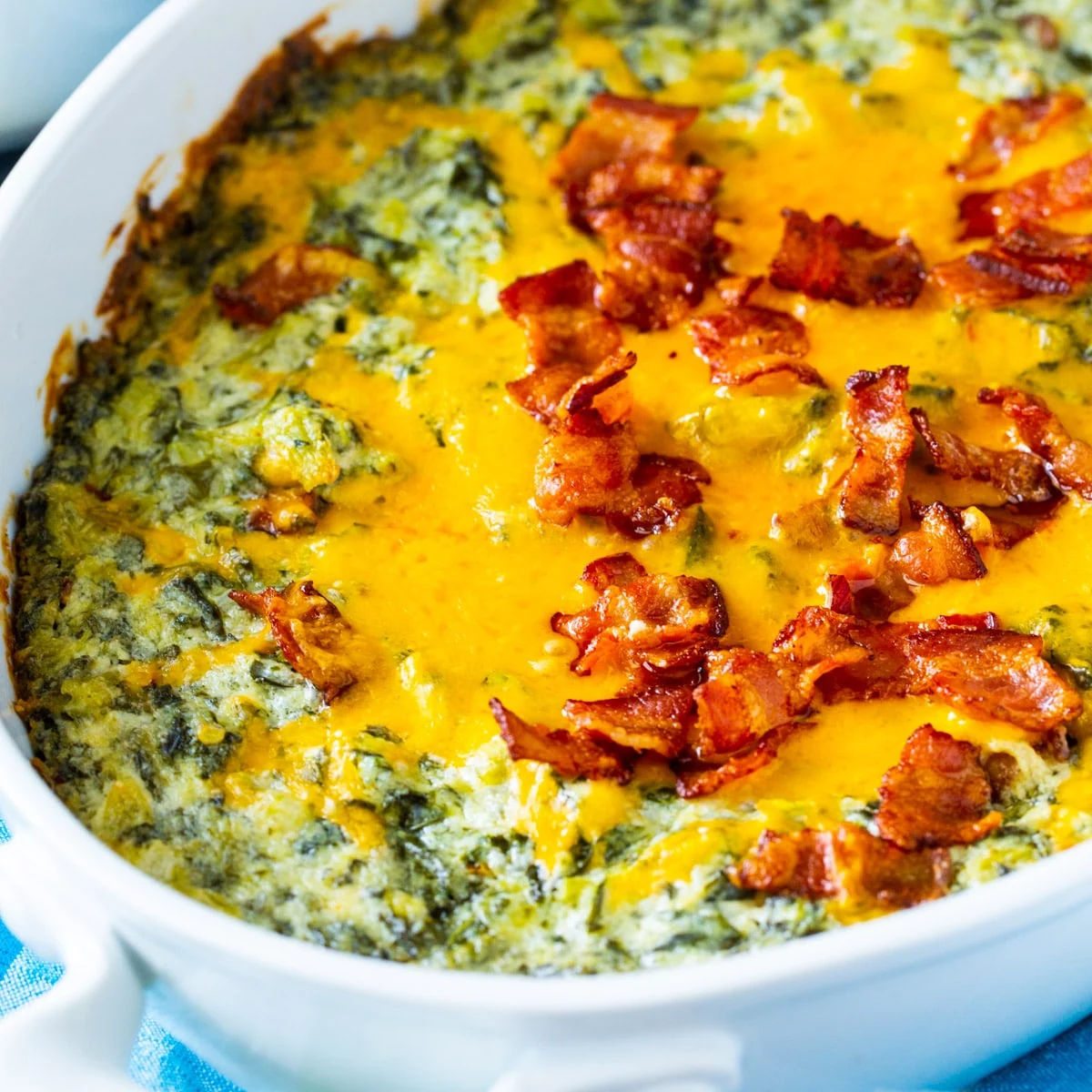 Warm Turnip Green Dip in casserole dish.