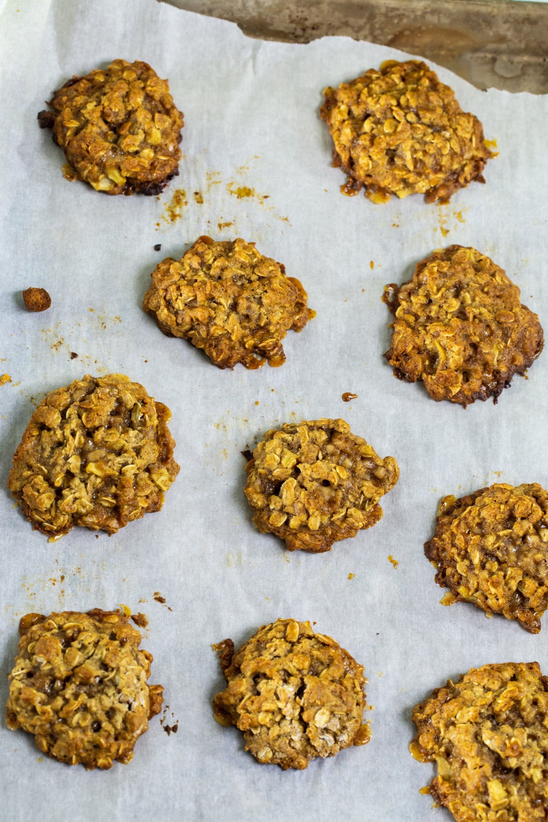 Oatmeal Cookies on baking sheet.