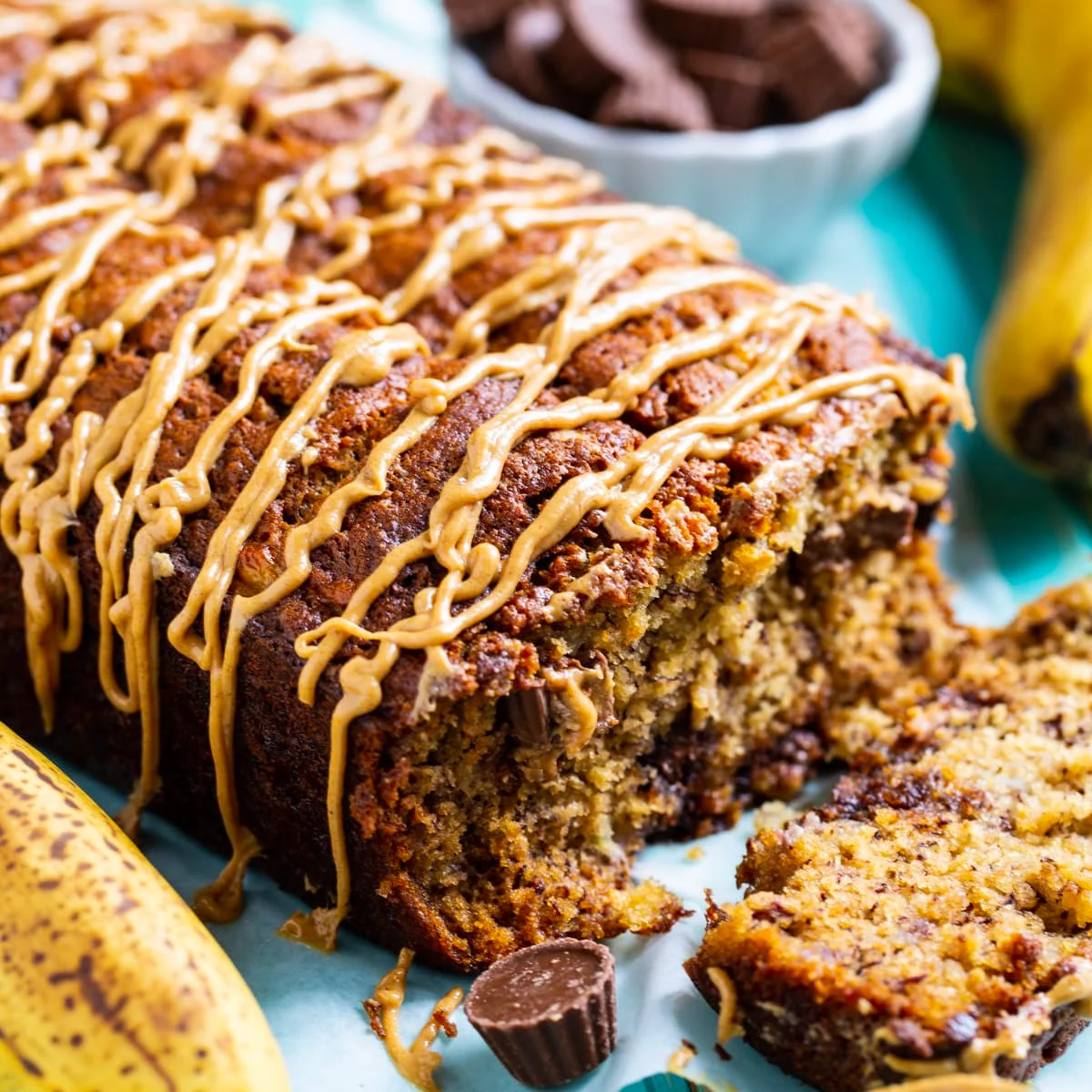 Peanut Butter Cup Banana Bread
