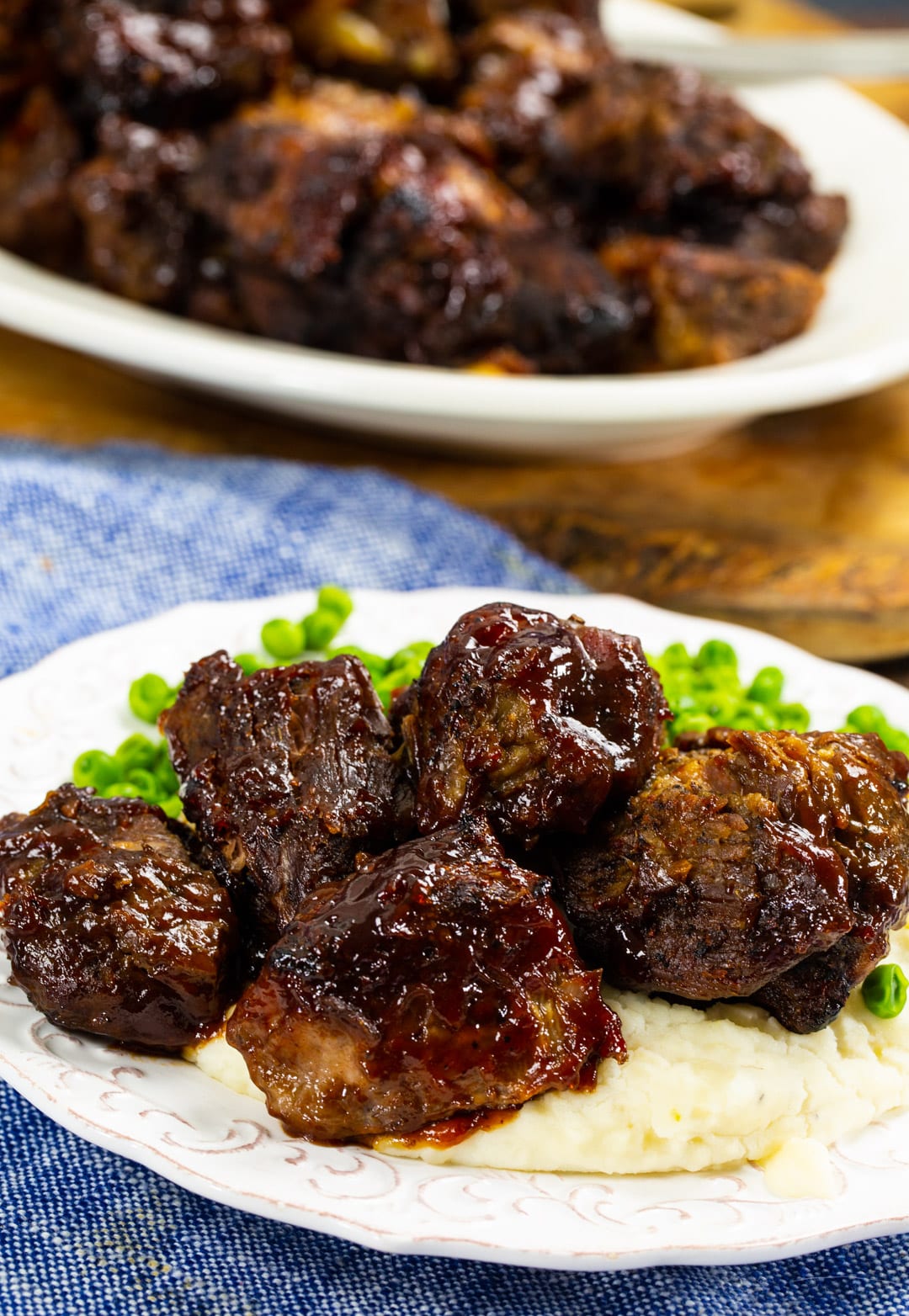 BBQ Pot Roast served over mashed potatoes.
