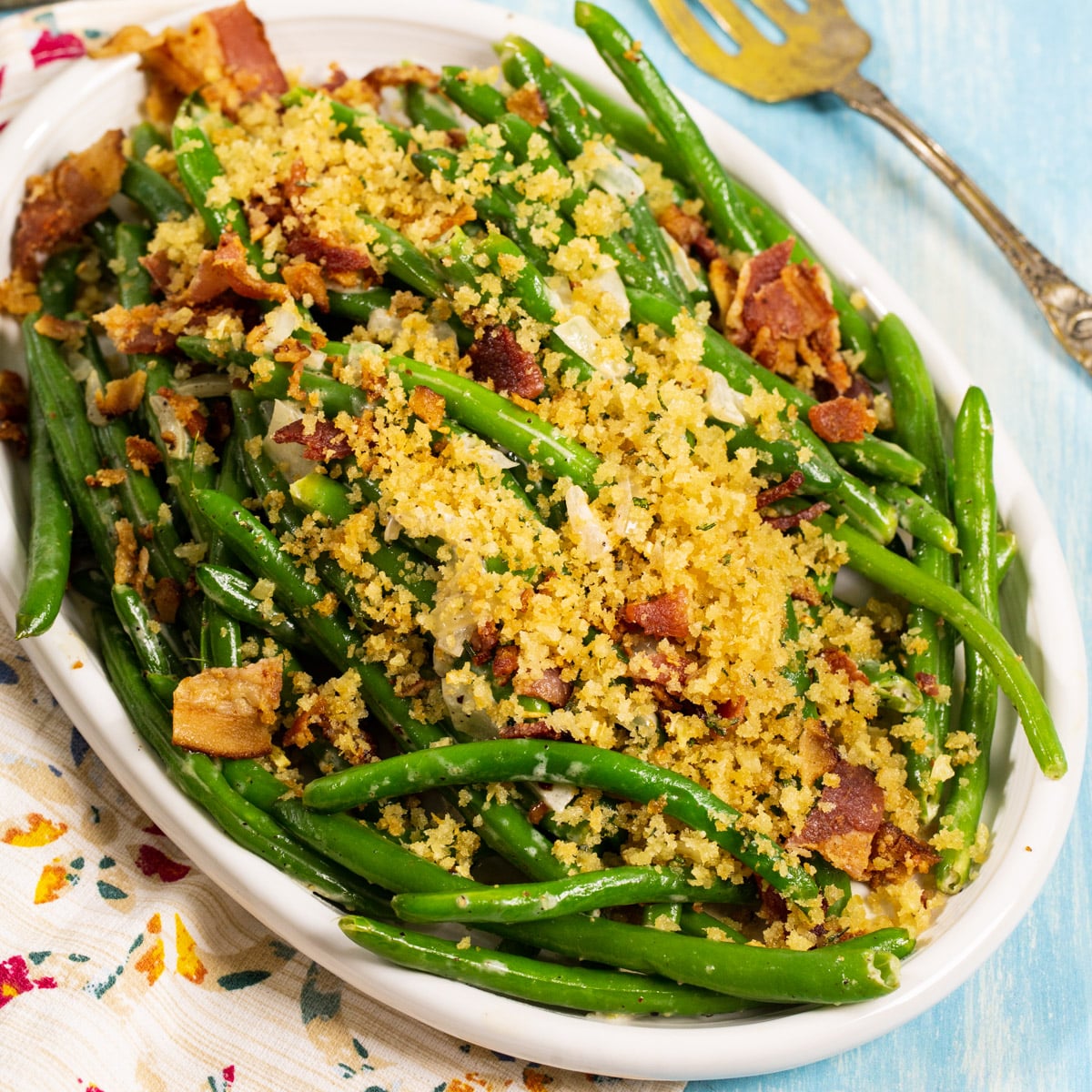 Green Beans with Bacon Breadcrumbs