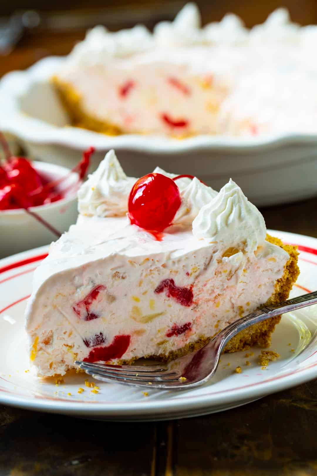 Slice of pie on a plate.